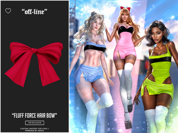 Sims 4 — Off-Line - Fluff Force Bow - Patreon Exclusive by VentaStudio — 15 Swatches