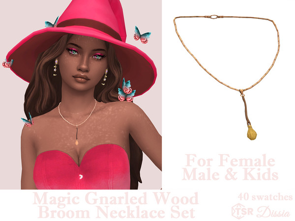 Sims 4 — Magic Gnarled Wood Broom Necklace by Dissia — Gnarled wood broom shrunk to a little version hanged on necklace