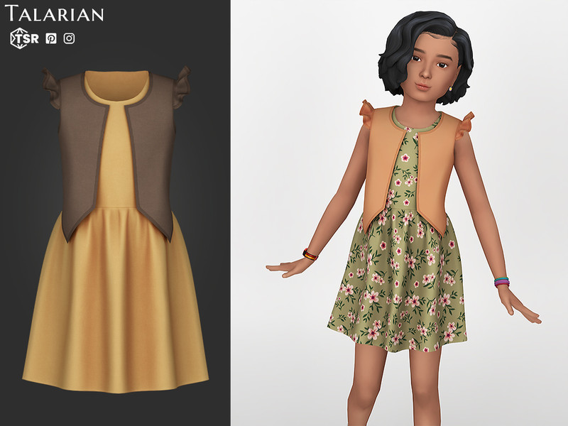 Sims 4 girls clothing CC Lillian Ruffle Vest Dress by talarian