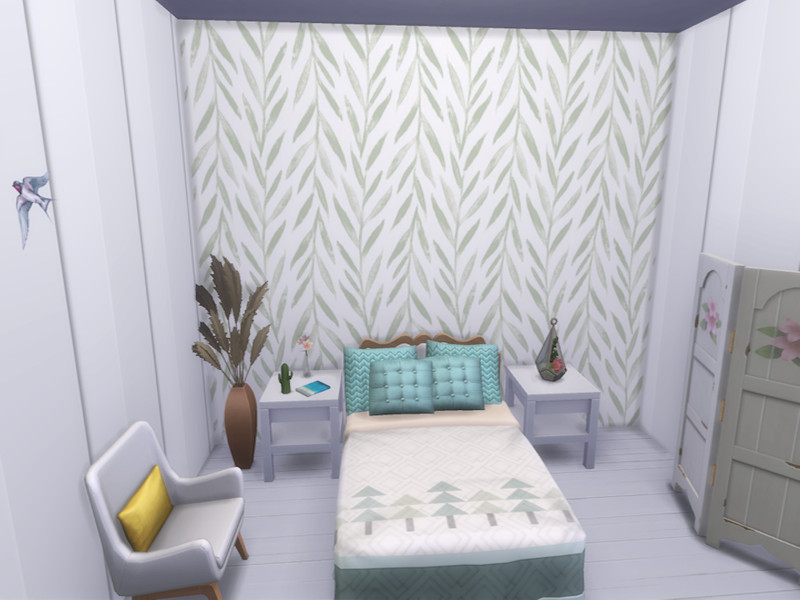 Sims 4 architectural Build Mode detail CC Leaves Trio Wallpaper by lavilikesims