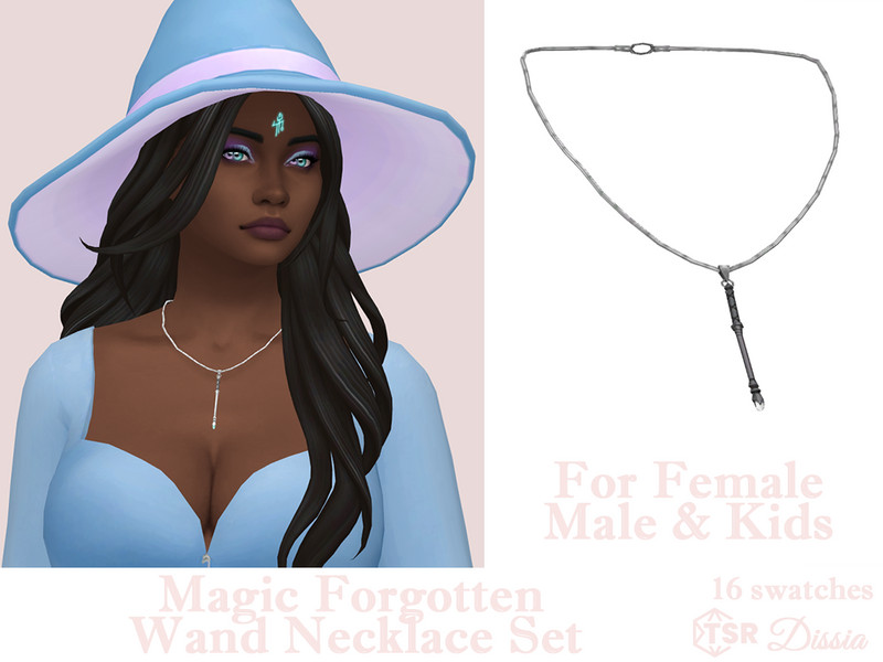 Sims 4 men’s accessory CC Magic Forgotten Wand Necklace Kids by Dissia