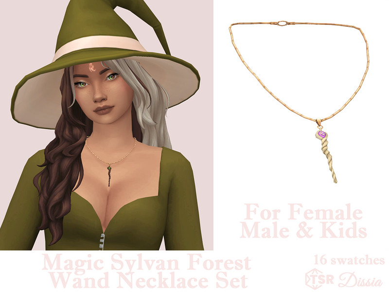Sims 4 occult and supernatural CC Magic Sylvan Forest Wand Necklace Kids by Dissia