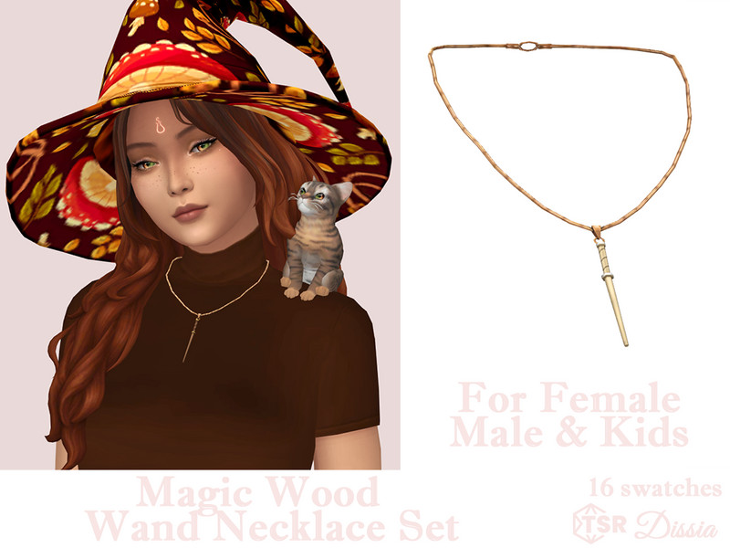 Sims 4 necklace CC Magic Wood Wand Necklace Kids by Dissia