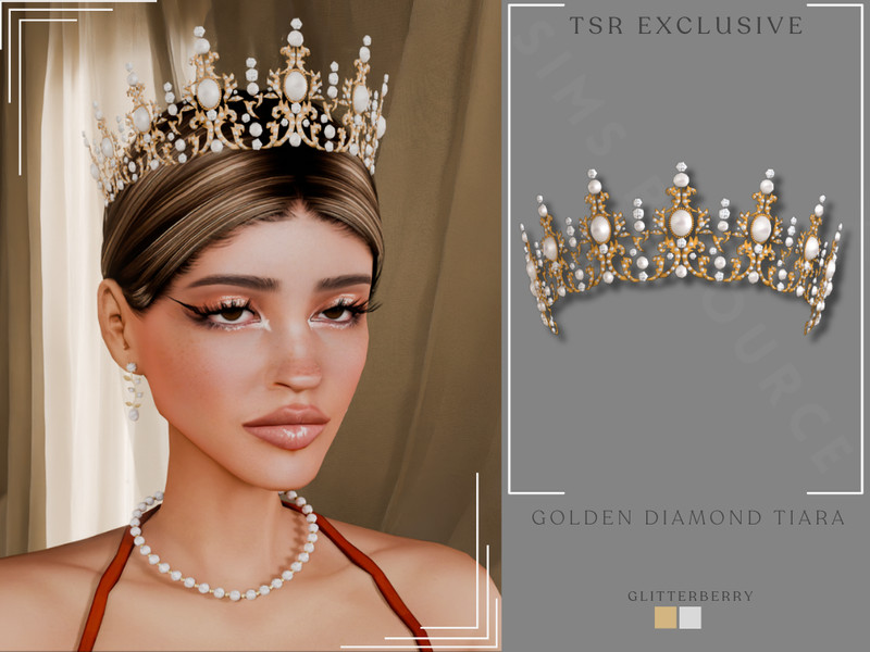 Sims 4 CC Golden Diamond Tiara by Glitterberryfly