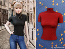 Sims 4 — Mock neck fitted top by MysteriousOo — A clean, form-fitting top featuring a classic mock neckline and short