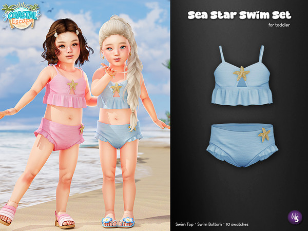 Sims 4 — Sea Star Swim Set for toddler by WisteriaSims — Add a sweet seaside touch to your little babies summer outfits