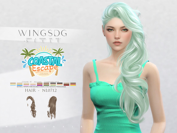Sims 4 — WINGS HAIR-Long wavy hair by wingssims — WINGS HAIR TS4 NL0712 (Long wavy hair)