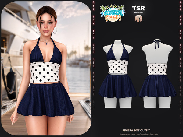 Sims 4 — SET-Riviera Dot Outfit by busra-tr — - BD1691