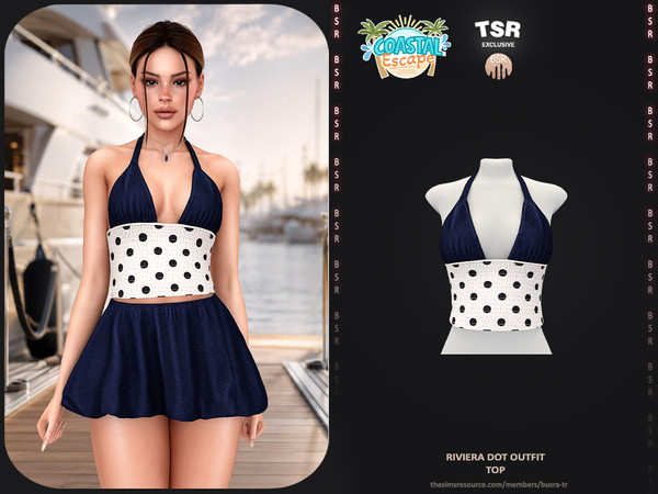 Sims 4 — Riviera Dot Outfit - Top by busra-tr — - BD1691
