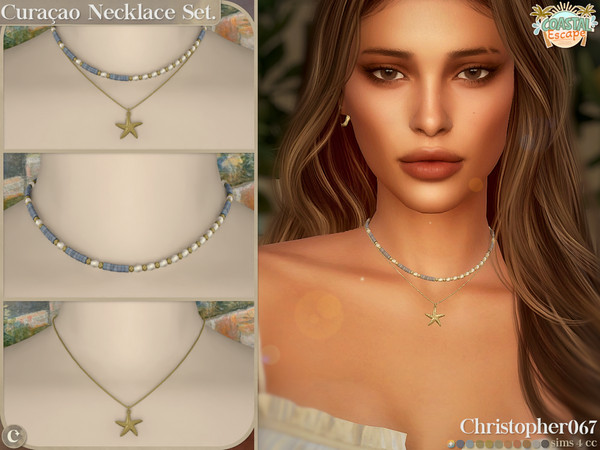 Sims 4 — Curacao Necklace Set - Beaded Chain Starfish Pendant Layered Necklaces by christopher0672 — This is a super fun