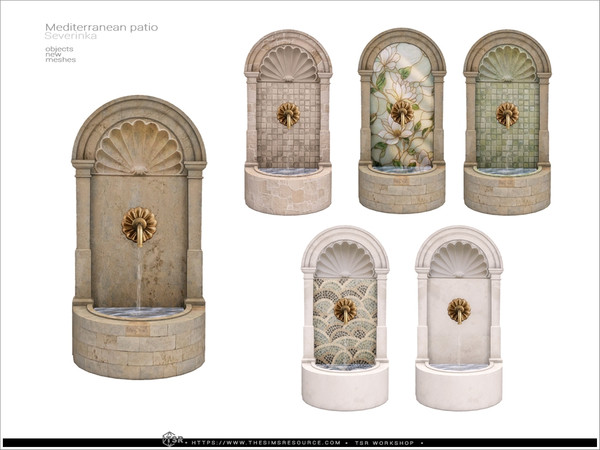Sims 4 — Mediterranean fountain by Severinka_ — A set of furniture and decor to decorate a patio in a Mediterranean