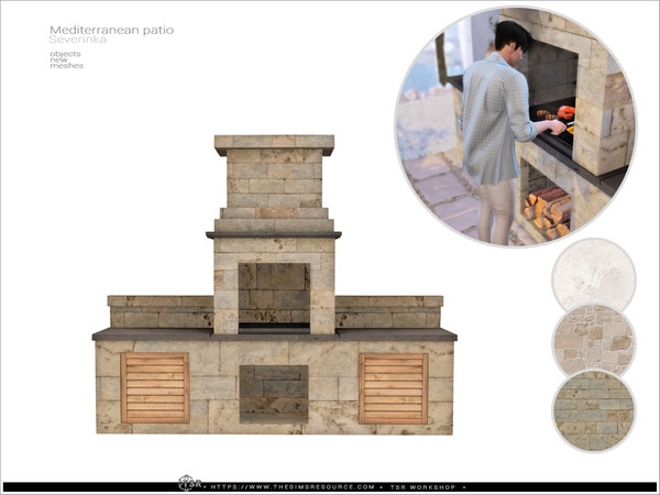 Sims 4 — Mediterranean outdoor grill by Severinka_ — A set of furniture and decor to decorate a patio in a Mediterranean