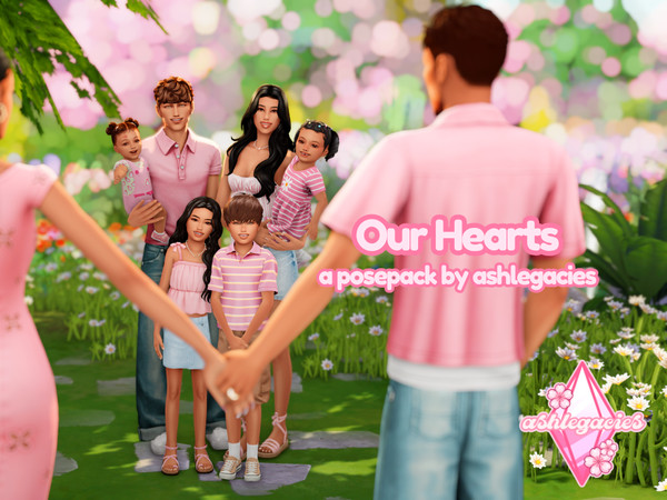 Sims 4 — Our Hearts Posepack by ashlegacies — - Posepack (5 poses)