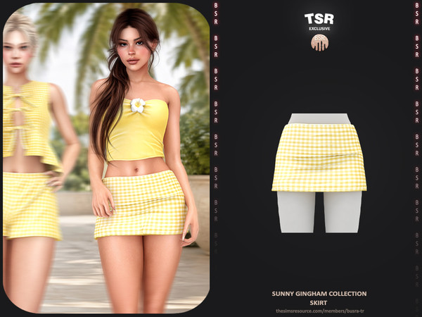Sims 4 — Sunny Gingham Collection - 1 Skirt by busra-tr — - BD1692