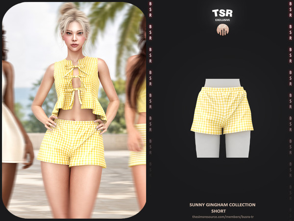 Sims 4 — Sunny Gingham Collection - 2 Short by busra-tr — - BD1692
