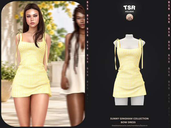 Sims 4 — Sunny Gingham Collection - 3 Bow Dress by busra-tr — - BD1692