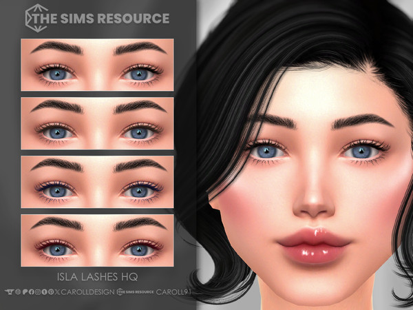 Sims 4 — Isla Lashes HQ by Caroll912 — A 12-swatch lash set in different tones of dark blue, burgundy red, brown and