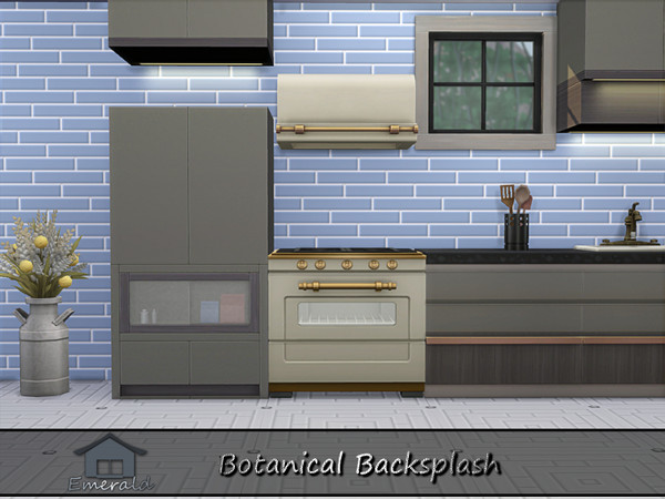 Sims 4 — Botanical Backsplash S 6 by Emerald — Botanical backsplash brings nature indoors using plant,leaf or floral