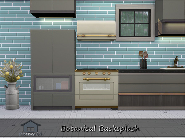 Sims 4 — Botanical Backsplash S 7 by Emerald — Botanical backsplash brings nature indoors using plant,leaf or floral