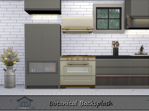 Sims 4 — Botanical Backsplash S 8 by Emerald — Botanical backsplash brings nature indoors using plant,leaf or floral