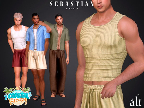 Sims 4 — SEBASTIAN tank top by ali1 — Two Shirts, Tank Top, Shorts and Trousers New Mesh