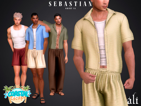 Sims 4 — SEBASTIAN shirt v1 by ali1 — Two Shirts, Tank Top, Shorts and Trousers New Mesh
