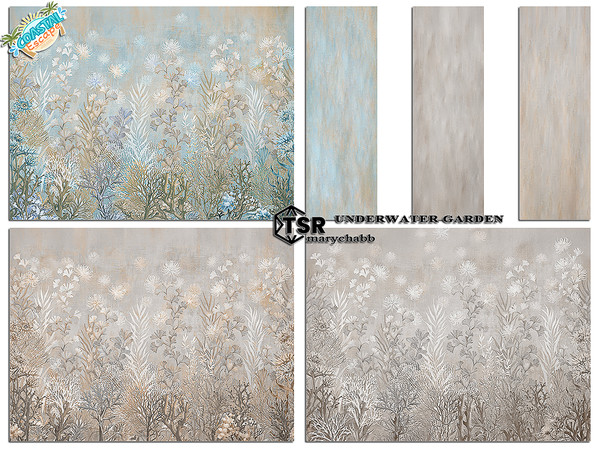 Sims 4 — Underwater Garden - Murals by marychabb — For short , medium , tall wall Kategory: Wallpaper Walls - 6 colors
