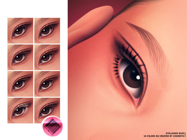 Sims 4 — MM Air Lashes by cosimetic — MM Air Lashes includes 10 color options with a short to medium-length style for a
