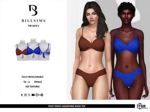 Sims 3 — Twist Front Underwired Bikini Top by Bill_Sims — This bikini top features a twist front detail with an