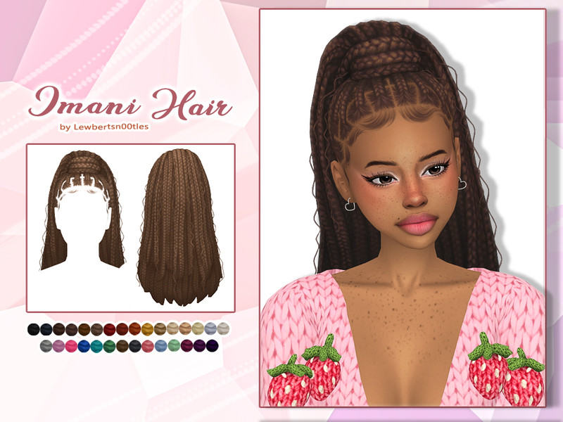 Sims 4 curly coily braided loc and afro hairstyle CC Imani Hair by Lewbertsn00tles