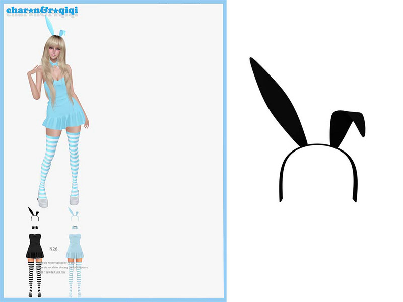 Sims 4 cute bunny kitty teddy and character themed custom content CC N1-Bunny ear hair clip by roqiqi