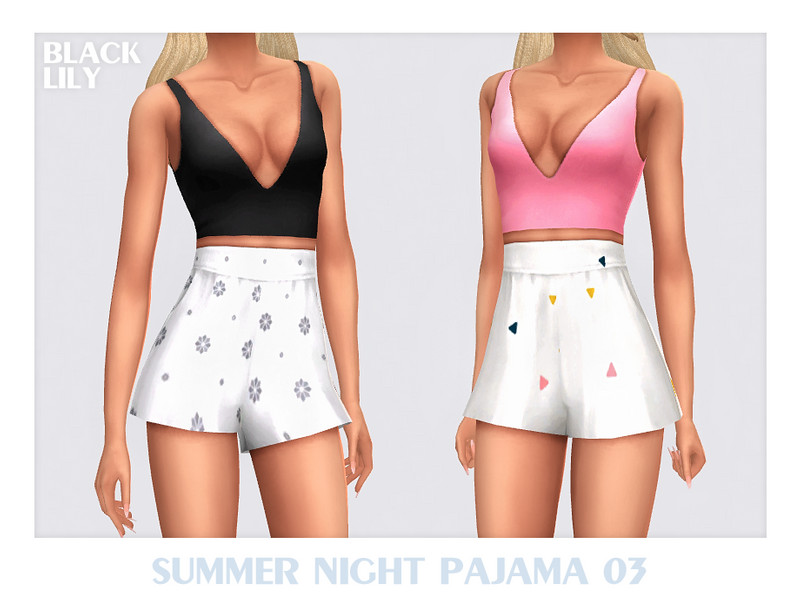 Sims 4 pajama CC Summer Night Pajama 3 by Black_Lily