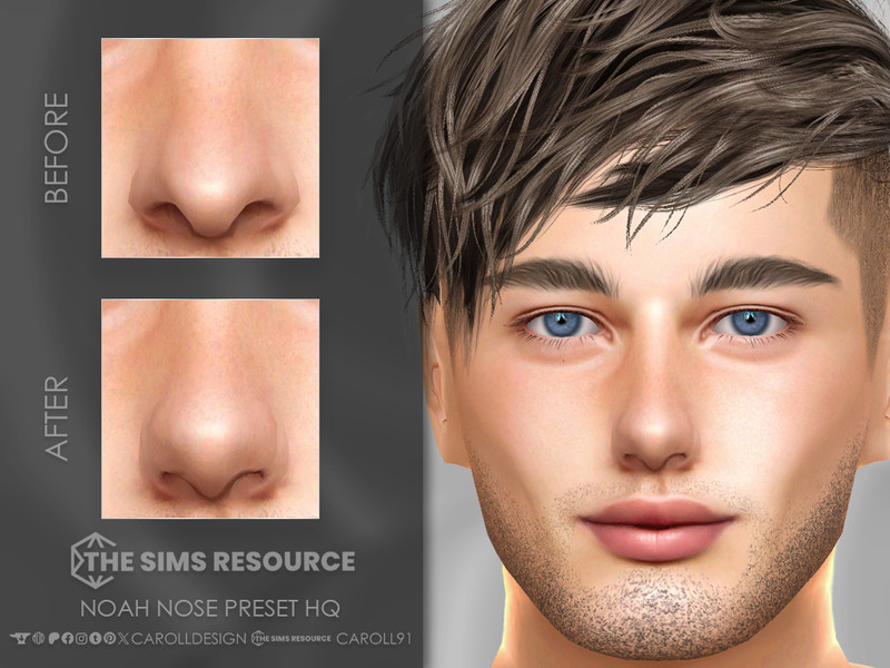Sims 4 nose lip mouth and jaw preset CC Noah Nose Preset HQ by Caroll912