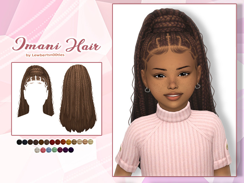 Sims 4 braided and loc hair CC Imani Hair - Child version by Lewbertsn00tles