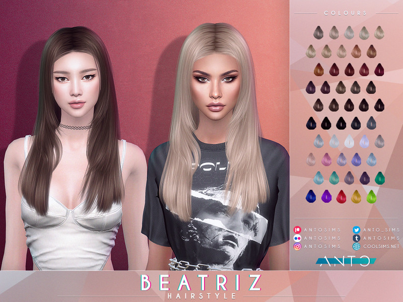 Sims 4 layered and textured hairstyle custom content CC Beatriz Hairstyle by Anto