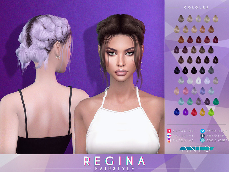 Sims 4 Black hairstyle CC Regina hairstyle by Anto