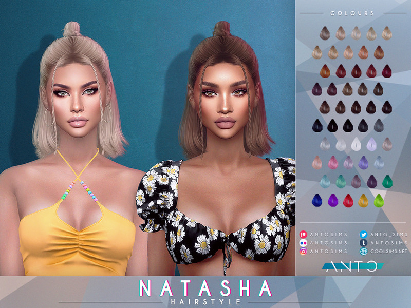 Sims 4 braided and loc hair CC Natasha Hairstyle by Anto