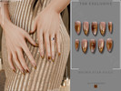 Sims 4 — Brown Star Almond Nails by Glitterberryfly — A brown painted almond nails with star motifs