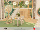 Sims 4 — Bea - playroom by melapples — a forest themed playroom featuring a reading corner and a gaming corner. 8x7
