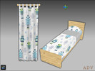 Sims 4 — ADV-Mabra FIVE s4BedCurtainSet by MABRA2 — Set includes a single bed with bedding and a matching curtain.