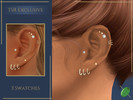 Sims 4 — Vanessa Ear Piercings by Pitted0live — Multiple ear piercings featuring hoops, diamonds and gold beads Custom
