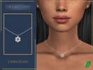 Sims 4 — Sapphire Dainty Flower Necklace by Pitted0live — Super small dainty flower shaped pendant on a thin metal chain