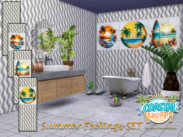 Sims 4 — Summer Feelings SET by matomibotaki — A touch of summer vibes for the bathroom or wherever you like with four