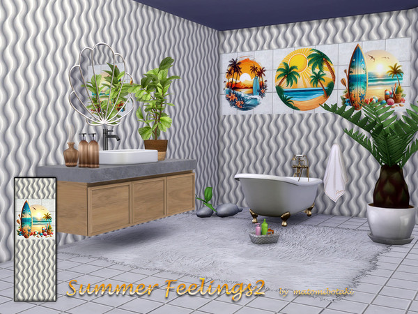 Sims 4 — Summer Feelings2 by matomibotaki — A touch of summer vibes for the bathroom or wherever you like with four