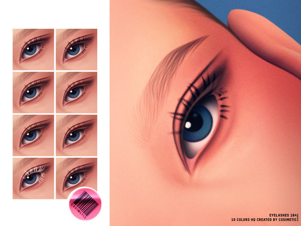 Sims 4 — 2D MM Pure Lashes by cosimetic — Eyelashes N184 A collection of short to medium-length 2D lashes designed for a