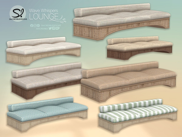 Sims 4 — Wave Whisper Lounge Sofa by SIMcredible! — Today we're bringing a slice of paradise to your Sims. Inspired by