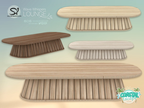 Sims 4 — Wave Whisper Lounge - Coffee Table by SIMcredible! — Today we're bringing a slice of paradise to your Sims.