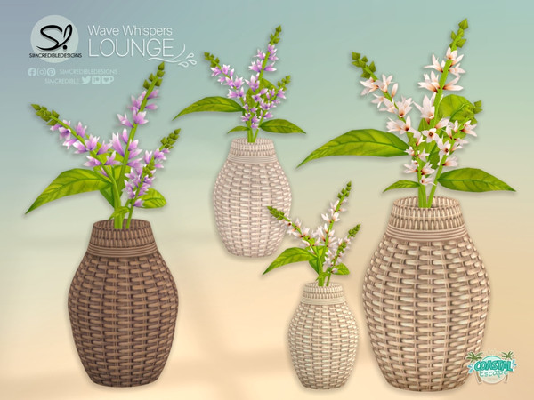 Sims 4 — Wave Whisper Lounge Flowers by SIMcredible! — Today we're bringing a slice of paradise to your Sims. Inspired by