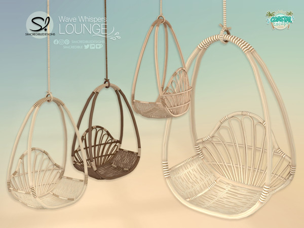 Sims 4 — Wave Whisper Lounge Hanging Chair by SIMcredible! — Today we're bringing a slice of paradise to your Sims.