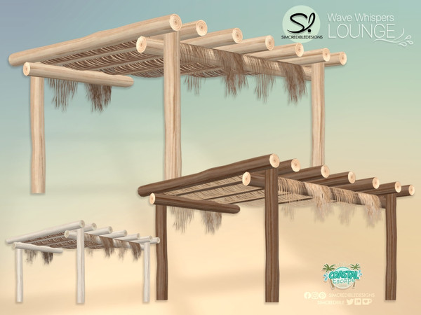Sims 4 — Wave Whisper Lounge Pergola Short by SIMcredible! — Today we're bringing a slice of paradise to your Sims.